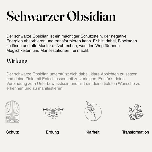 Schwarzer Obsidian - Kristall Stift